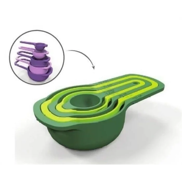  Pratik Ölçü Kaşığı Kabı 5li Şeker Baharat Sıvı Ölçer Aparat