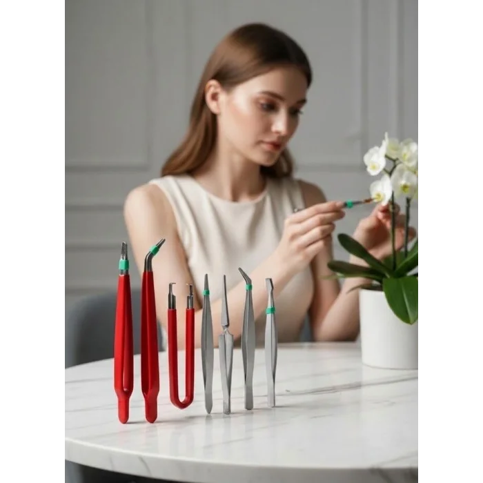 BUĞZ Premium 7 Parça Çelik Profesyonel Çiçek Bakım ve Teraryum Cımbız Seti - Lüks Bakım Kiti