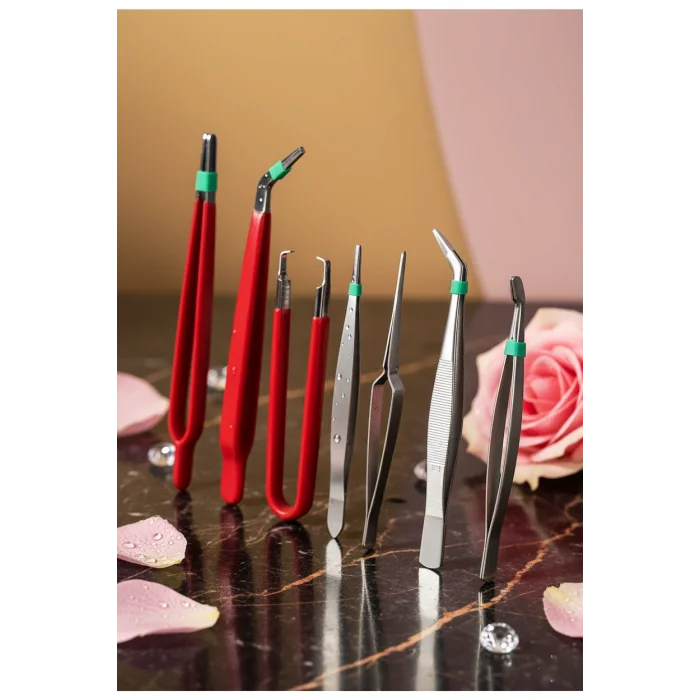 BUĞZ Premium 7 Parça Çelik Profesyonel Çiçek Bakım ve Teraryum Cımbız Seti - Lüks Bakım Kiti