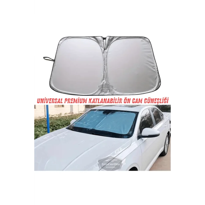 BUĞZ Premium Katlanır Oto Ön Arka Cam Güneşliği Metalize Isı Yalıtımlı Çantalı 150x70cm