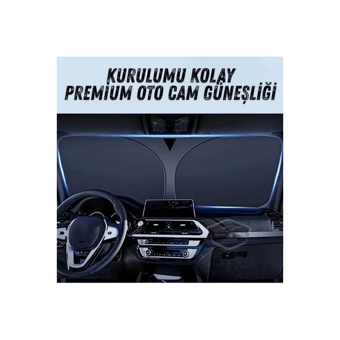 BUĞZ Premium Katlanır Oto Ön Arka Cam Güneşliği Metalize Isı Yalıtımlı Çantalı 150x70cm