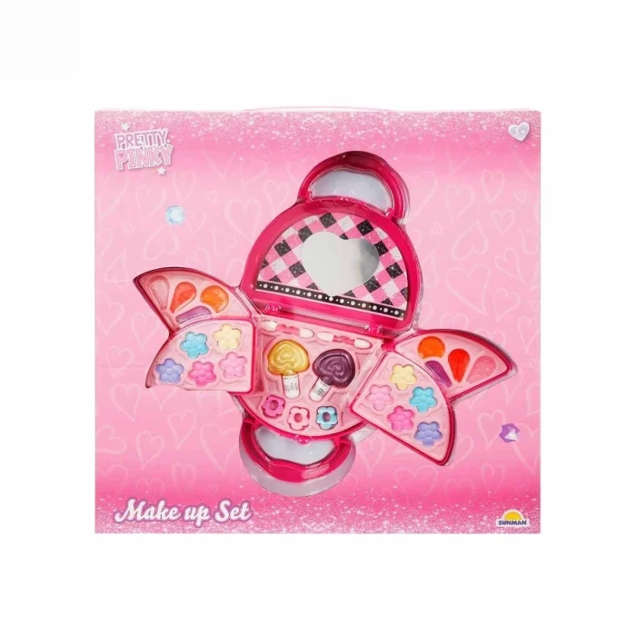  Pretty Pinky 3 Katlı Pembe Çantalı Makyaj Seti
