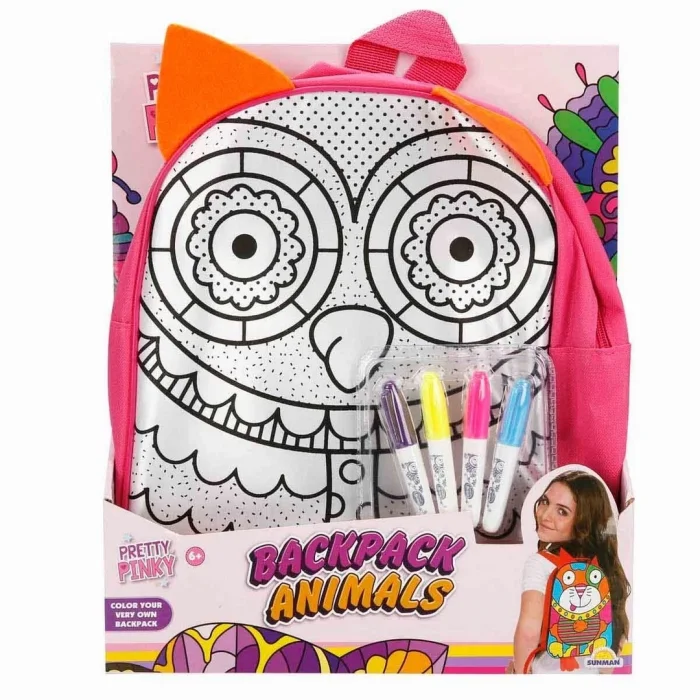  Pretty Pinky Boyanabilir Desenli Baykuş Sırt Çantası