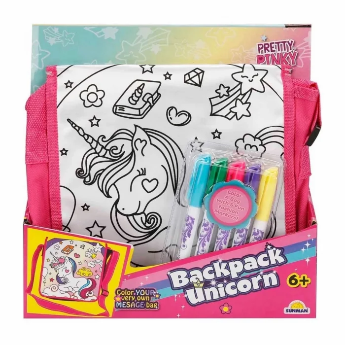  Pretty Pinky Boyanabilir Desenli Unicorn Sırt Çantası