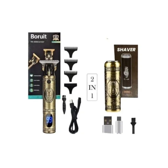 BUĞZ Pro 2 İn 1 Vintage Traş Makinesi Şarjlı Dijital Göstergeli Aliminyum Gövde
