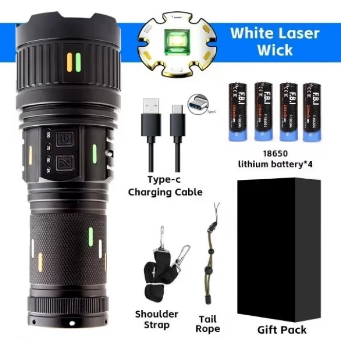 BUĞZ Pro F-3001 Alüminyum Tg Led Güç Göstergeli Type-c Şarjlı El Feneri 100 W