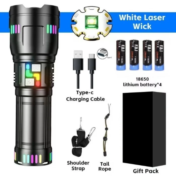 BUĞZ Pro F-3002 Alüminyum Tg Led Gece Şeritli Type-c Şarjlı El Feneri