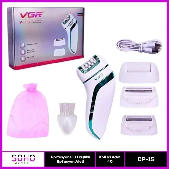 BUĞZ Profesyonel 3 Başlıklı Epilasyon Aleti