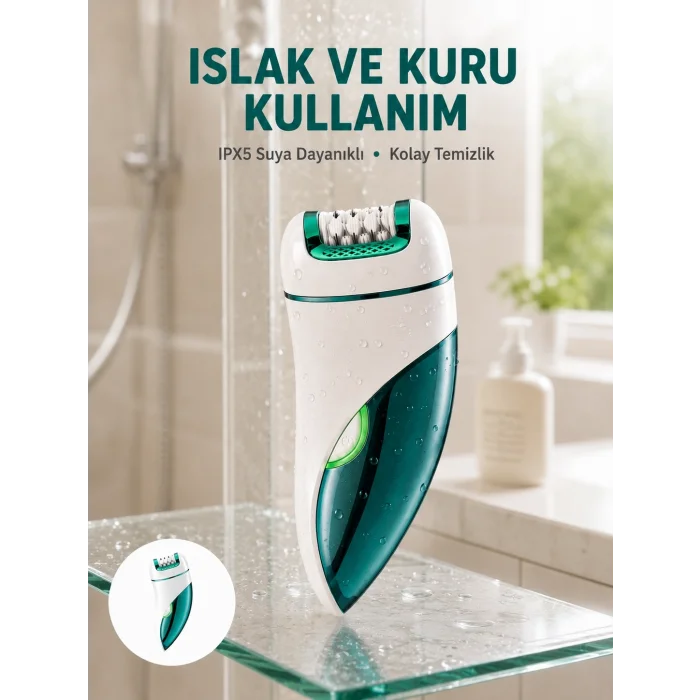 BUĞZ Profesyonel 3 in 1 Epilasyon Cihazı LED Aydınlatmalı Suya Dayanıklı Şarjlı VGR Epilatör Yeni Nesil