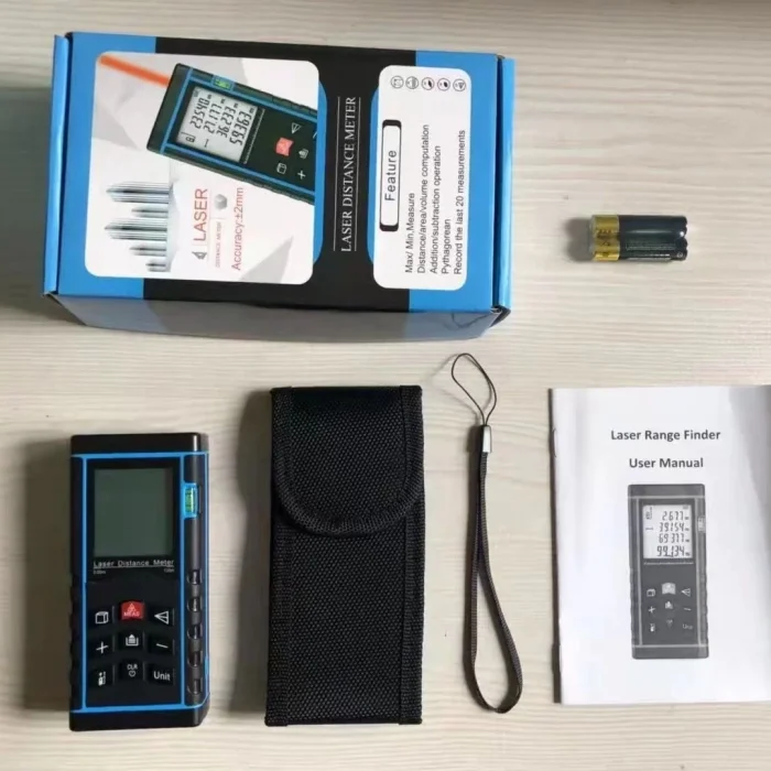 BUĞZ Profesyonel 40 Metre Dijital Lazer Metre Ölçer LCD Ekran, Su Terazili, Alan Hacim, Pisagor Hesaplama ve 20 Kayıt Hafızası