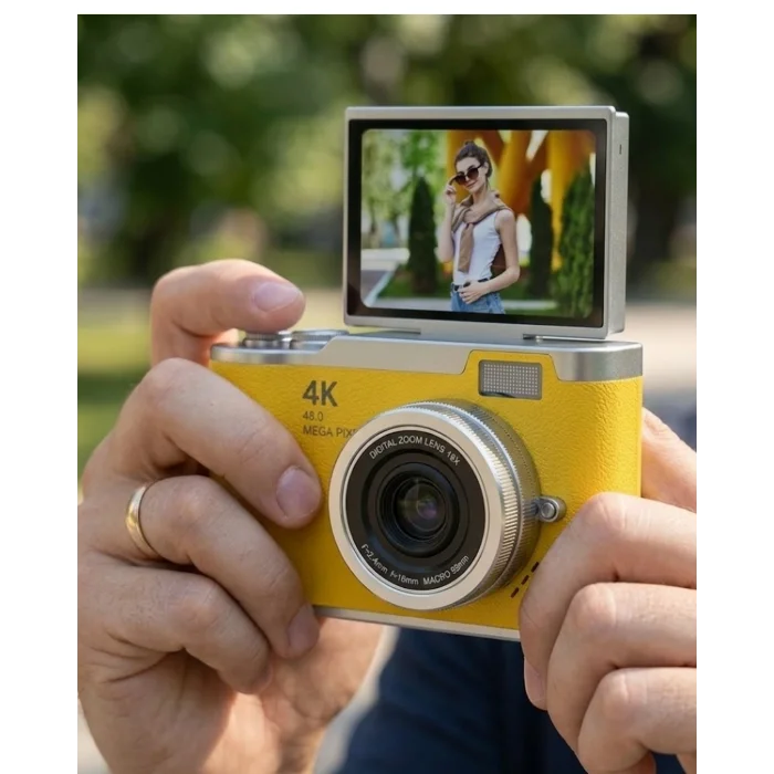 BUĞZ Profesyonel Çekim İçin 48 MP Dijital Kamera Flip Screen 18x Zoom Uzun Pil Ömrü