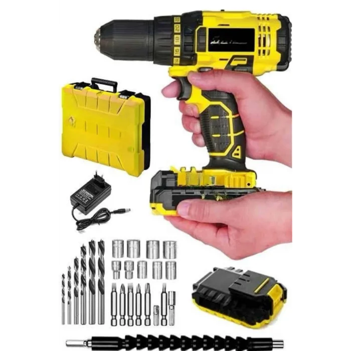 BUĞZ Profesyonel Çift Bataryalı Akülü Vidalama Şarjlı Matkap 24 Parça