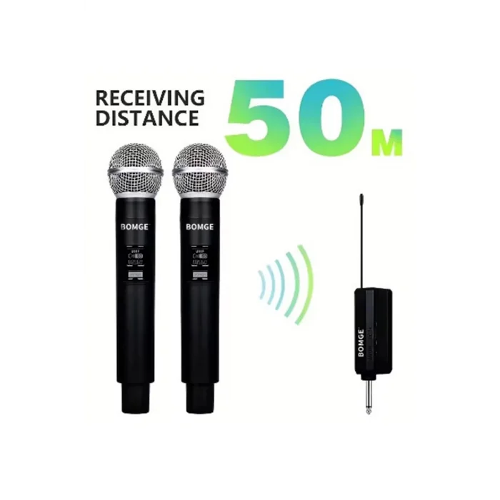 BUĞZ Profesyonel Çiftli Kablosuz Mikrofon Seti Karaoke Şarj Edilebilir 50 Metre Mesafe