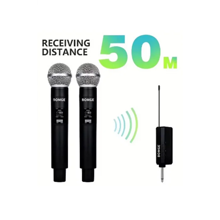 BUĞZ Profesyonel Çiftli Kablosuz Mikrofon Seti Karaoke Şarj Edilebilir 50 Metre Mesafe
