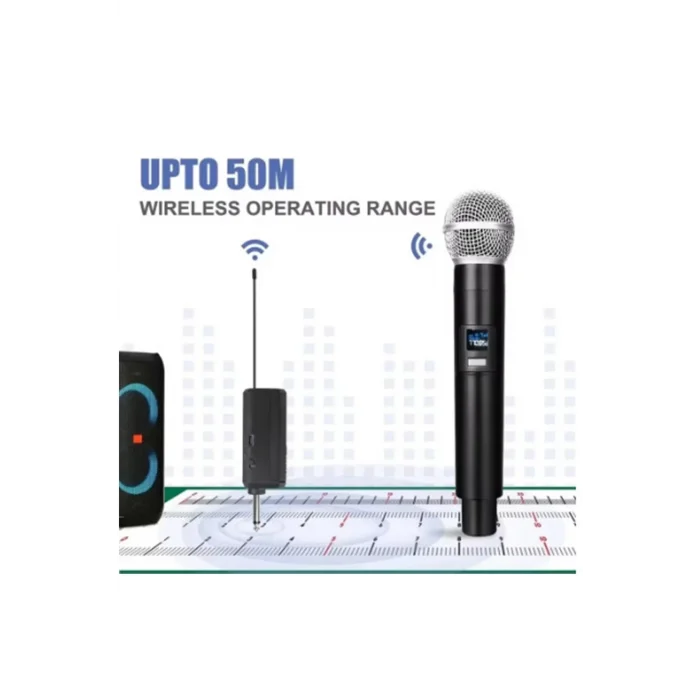 BUĞZ Profesyonel Çiftli Kablosuz Mikrofon Seti Karaoke Şarj Edilebilir 50 Metre Mesafe