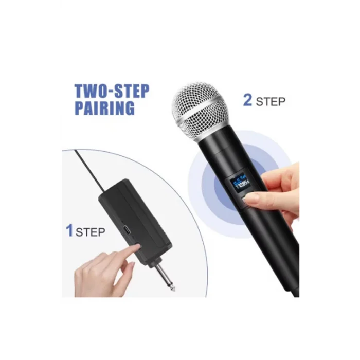 BUĞZ Profesyonel Çiftli Kablosuz Mikrofon Seti Karaoke Şarj Edilebilir 50 Metre Mesafe
