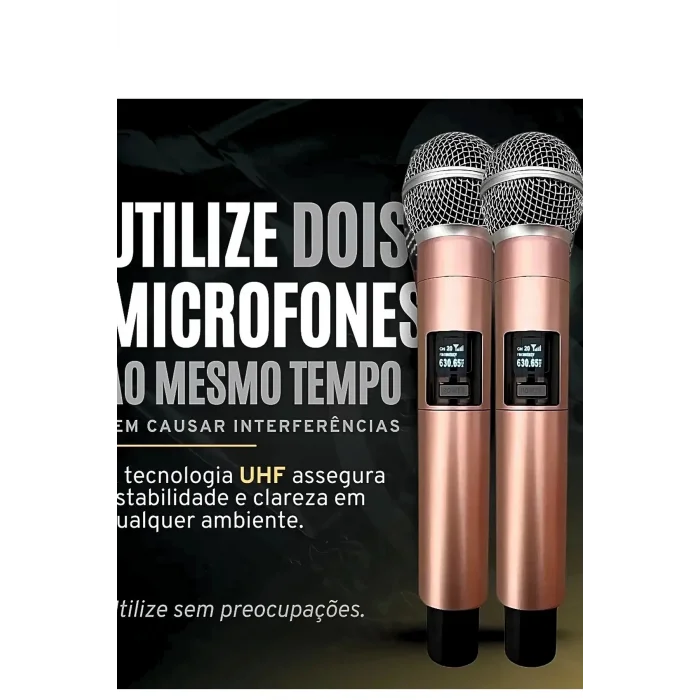 BUĞZ Profesyonel Çiftli Kablosuz Mikrofon Seti Karaoke Şarj Edilebilir 50 Metre Mesafe Rose