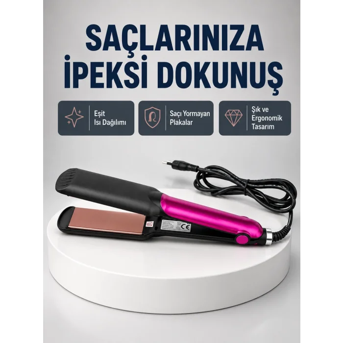 BUĞZ Profesyonel İyon Teknolojili Saç Düzleştirici – 220°C Hızlı Isınma ve LED Ekranlı Tasarım