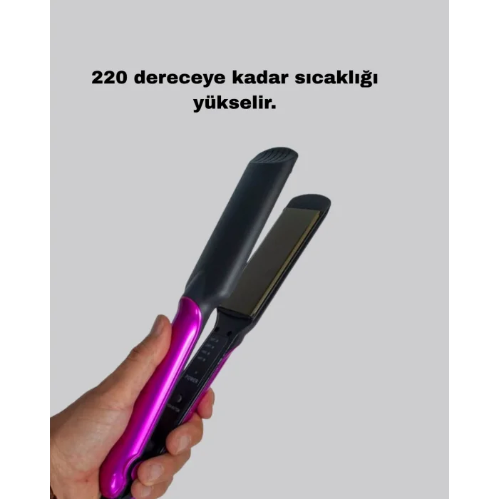 BUĞZ Profesyonel İyon Teknolojili Saç Düzleştirici – 220°C Hızlı Isınma ve LED Ekranlı Tasarım