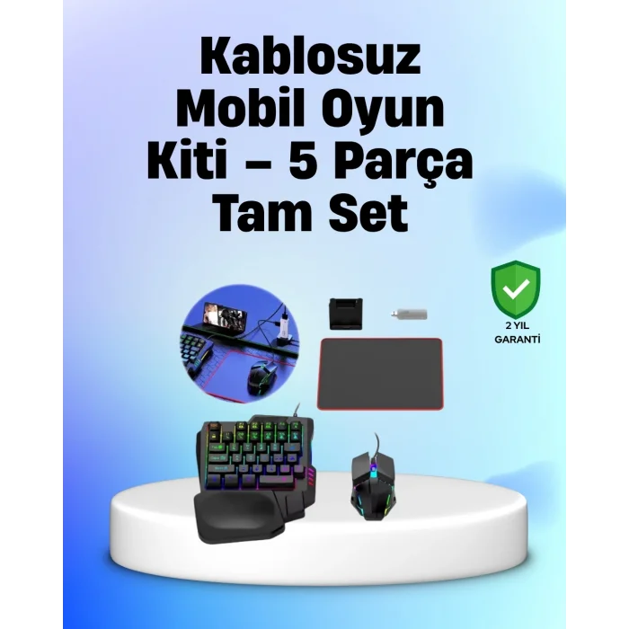  Profesyonel Mobil Oyuncular İçin RGB Klavyeli 5 Parça Oyun Kiti