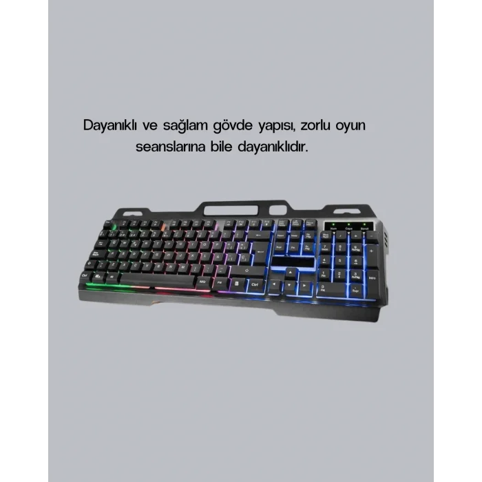 BUĞZ Profesyonel Oyuncu Klavye Mouse Seti – RGB Işıklı, Türkçe Q, DPI Ayarlı, Dayanıklı Gövde
