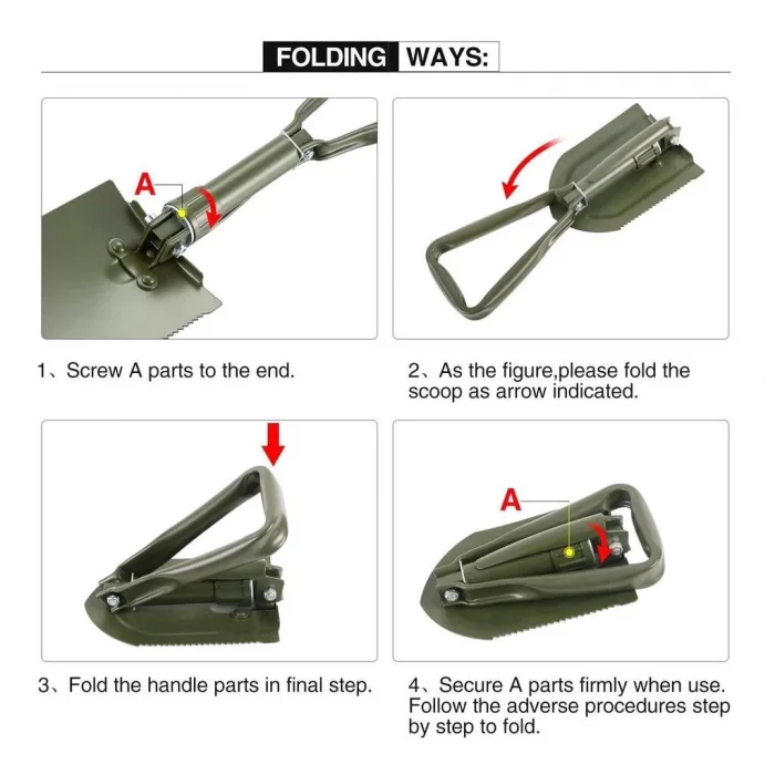 BUĞZ Profesyonel Portatif Katlanabilir Kürek ( Orta Boy 59 Cm )