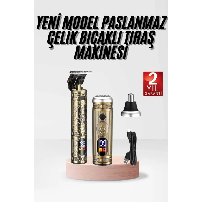  Profesyonel Saç Sakal Vücut Kulak ve Burun Tıraş Makinesi 3 Başlıklı