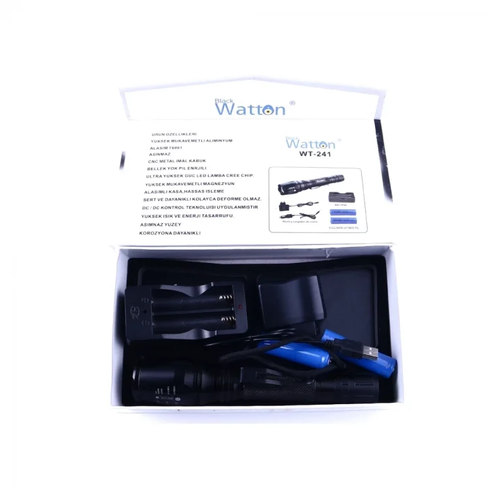 BUĞZ Profesyonel Tx6 Şarjlı Zoomlu El Feneri  Wt-241