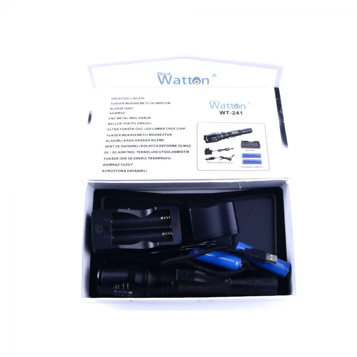 BUĞZ Profesyonel Tx6 Şarjlı Zoomlu El Feneri Wt-241