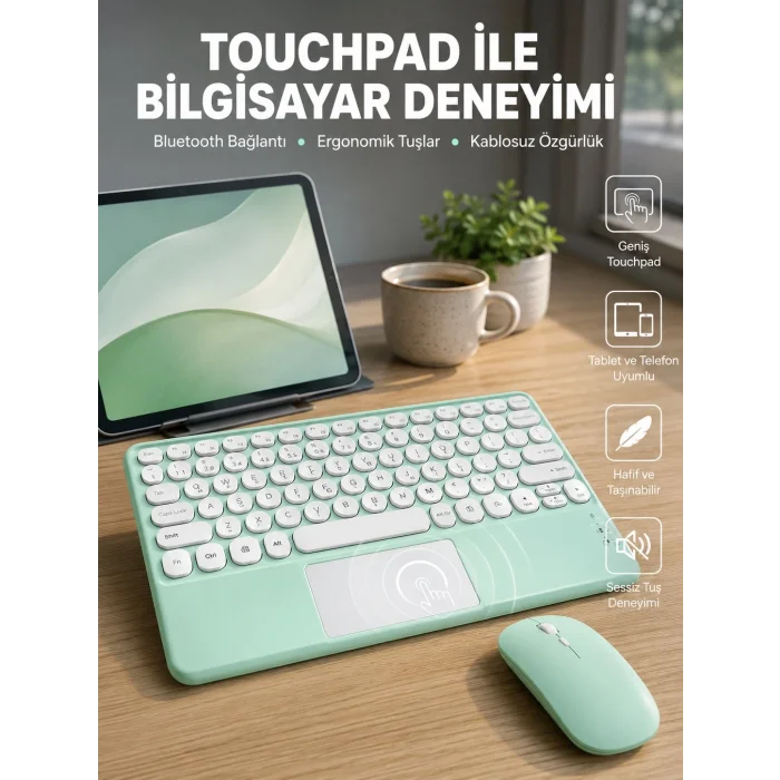 BUĞZ Profesyonel Wifi Q Klavye Bluetooth Klavye Touchpad 10.8 Inç Yeni Nesil