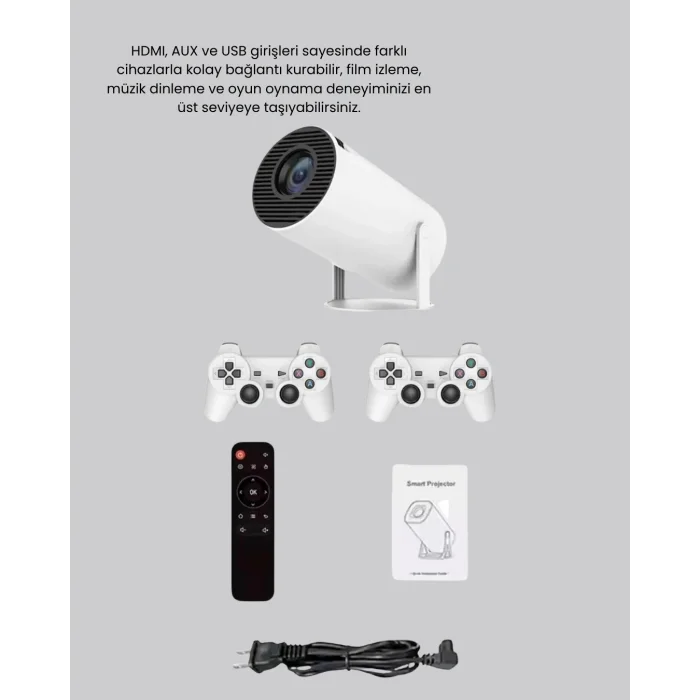 BUĞZ Projeksiyon Cihazı 4K Destekli Kablosuz Bağlantılı Bluetooth 5.0 - Lisinya