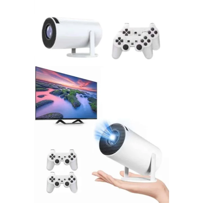 BUĞZ Projeksiyon Cihazı Video Oyun Konsolu Projektör Taşınabilir Ayaklı Çift Kollu 4K Çözünürlüklü - BUĞZ