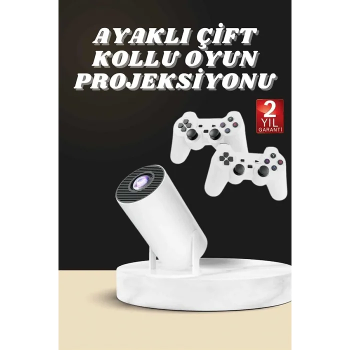BUĞZ Projeksiyon Cihazı Video Oyun Konsolu Projektör Taşınabilir Ayaklı Çift Kollu 4K Çözünürlüklü - BUĞZ