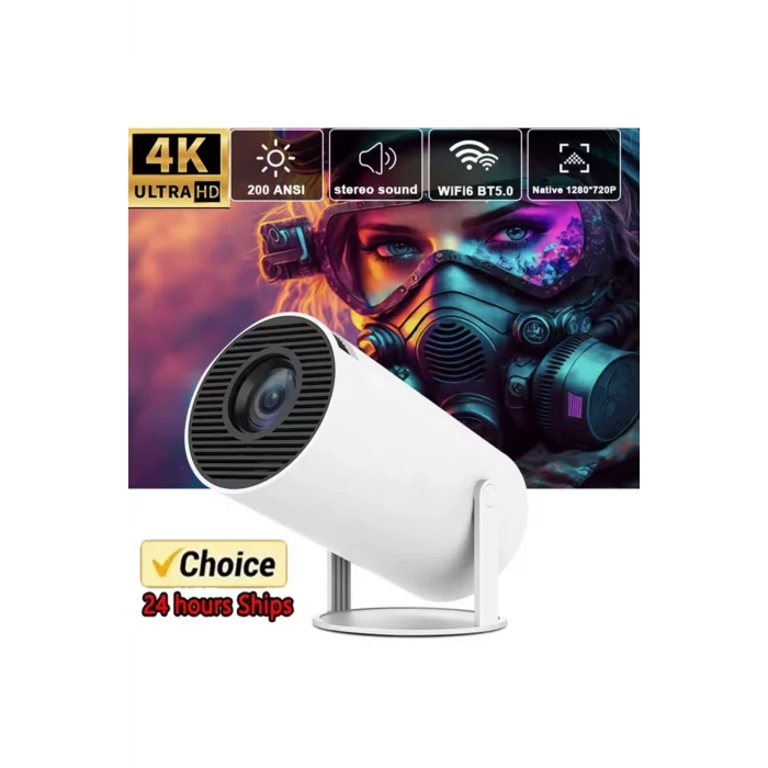 BUĞZ Projektör 4K Android 11 Dual Wifi6 260ANSI BT5.0 1080P 1280x720 çözünürlük destekli