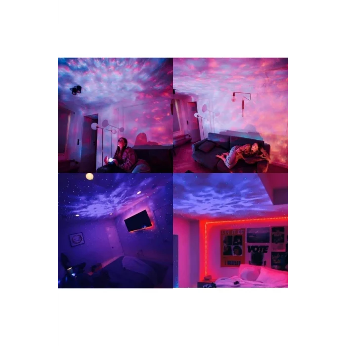 BUĞZ Projektör Özellikli Bluetooth Hoparlör ve RGB LED Işıklı Gece Lambası, Siyah Renk