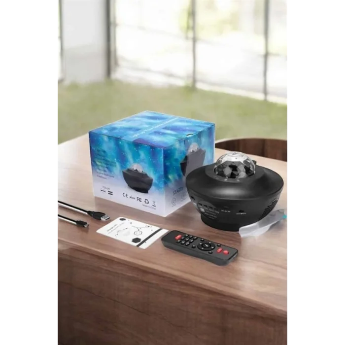 BUĞZ Projektör Yıldız Gece Lambası Disko Topu Bluetooth Bağlantılı Taşınabilir Şarjlı - BUĞZ