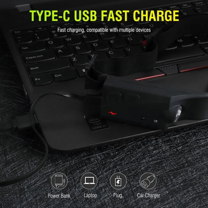 BUĞZ PS-001 5 Aydınlatma Modlu COB LED Sensörlü USB Şarj  Edilebilir Dahili Pilli Kafa Lambası