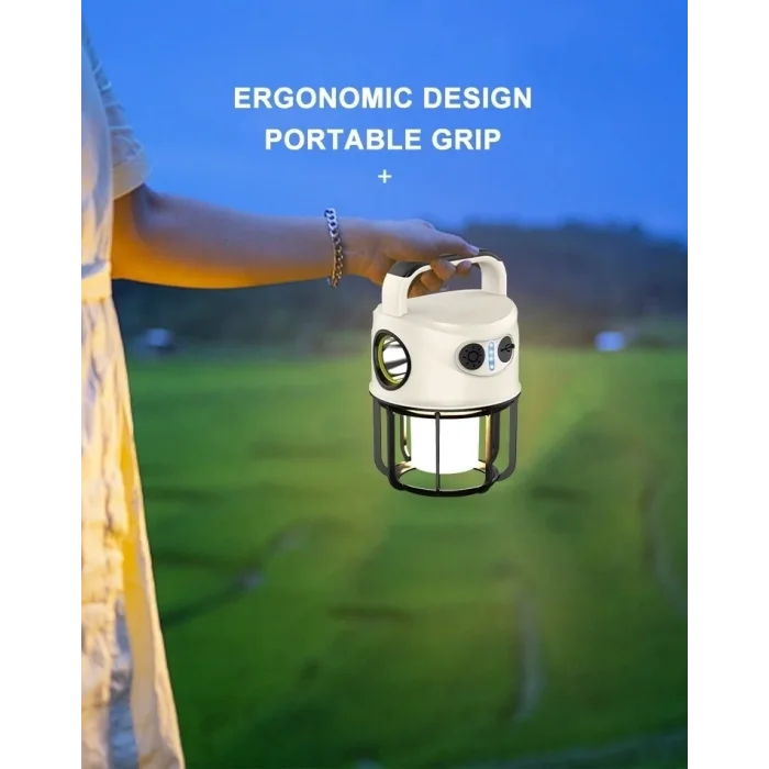 BUĞZ Ps-22025 Çift Işıklı Type-c Powerbank Özellikli Taşınabilir Şarj Edilebilir Kamp Lambası