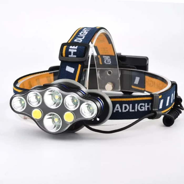 BUĞZ PS-888 Güçlü USB Şarj Edilebilir Profesyonel 8 Modlu 6000 Lümen 8 LED Su Geçirmez Kafa Lambası