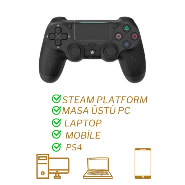 BUĞZ Ps4 Kol Wireless Bt Kablosuz Oyun Kolu Ps4 Joystick Tablet Telefon Pc Uyumlu Titreşimli Oyun Kolu