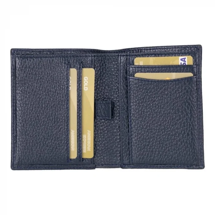  Purahide Deri Cüzdan, 7 Adet Kart Bölmesi, Dokulu Lacivert