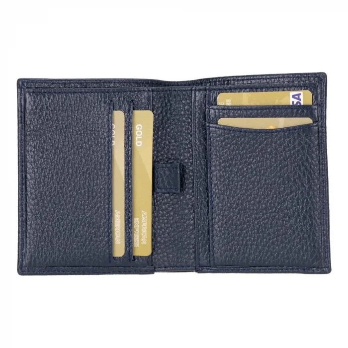  Purahide Deri Cüzdan, 7 Adet Kart Bölmesi, Dokulu Lacivert