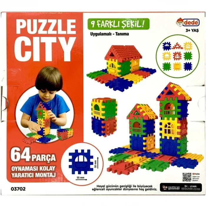  Puzzle City 3D Yapı ve Tasarım Blokları 64 Parça - 03702