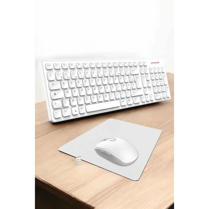  Q Klavye Beyaz Klavye Ve Mouse Seti Kablosuz USB Girişli