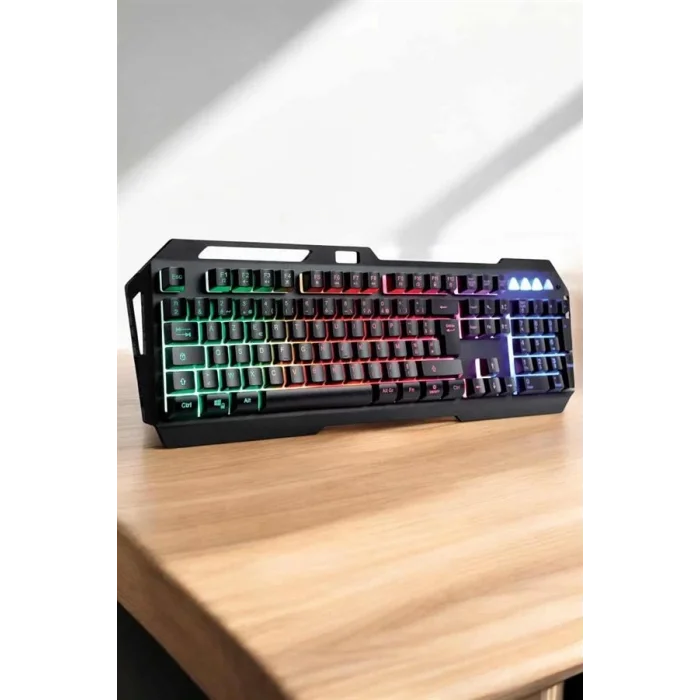  Q Klavye RGB Işıklı Klavye Ve Mouse Seti Kablolu Mouse Hediyeliş