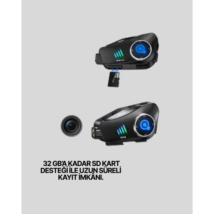  Q28 Kameralı Motosiklet Kask Kulaklık Bluetooth 5.3 Su Geçirmez 1080P HD