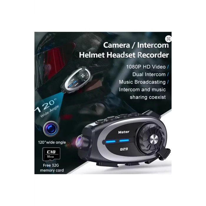BUĞZ Q29 Motosiklet Kask Bluetooth Kulaklık Eşleşmeli 1080p Kamera Geniş Açı Su Geçirmez Intercom
