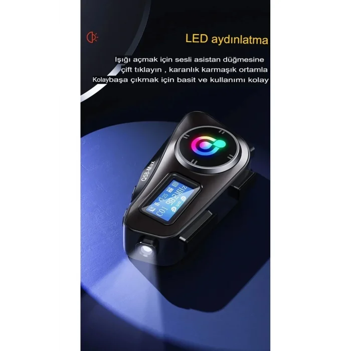 BUĞZ Q58-max Radyolu 2 Kişi Bağlantılı Bluetooth Kask Kulaklık Ekranlı Fenerli Müzik Ve Telsiz Intercom