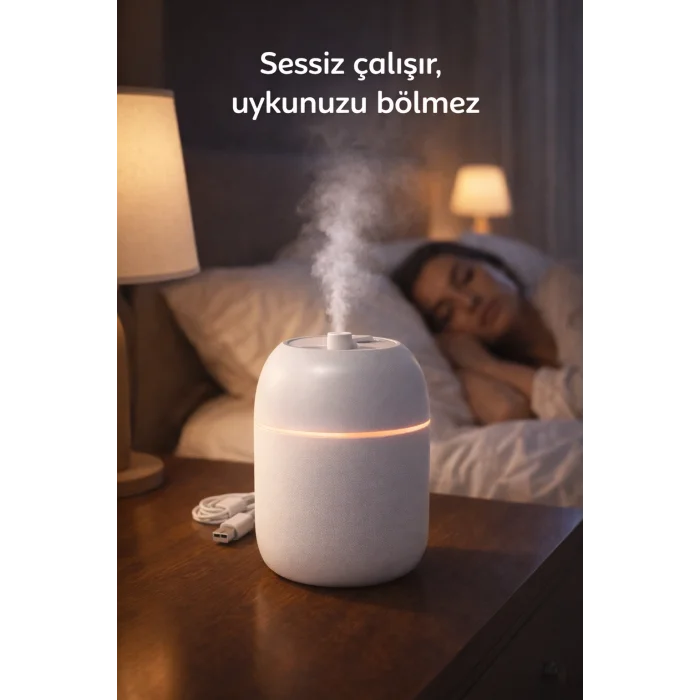 BUĞZ Rahat Nefes ve Deliksiz Uyku İçin Sessiz Hava Nemlendirici Gece Lambalı Buhar Makinesi