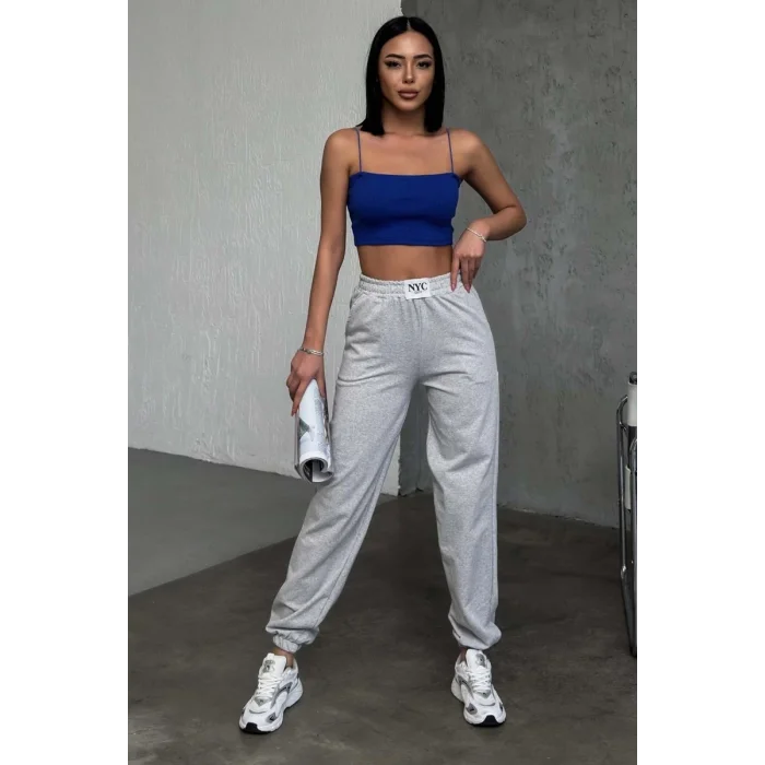 BUĞZ Rahatlığın Şıklığı Tarz Gri Paçası Lastikli Eşofman Altı ( BUĞZ )